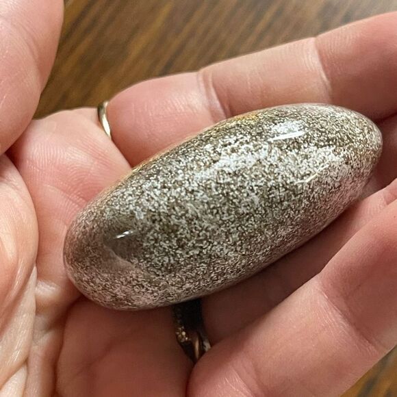 Ocean Jasper palm stone crystal natural white green speckled orbs dots yellow - Picture 5 of 10